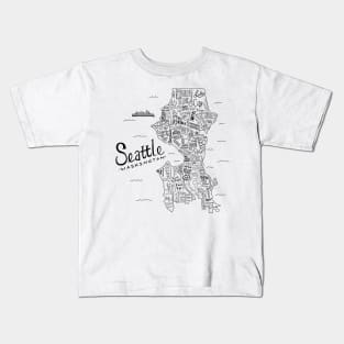 Seattle Illustrated Map Kids T-Shirt